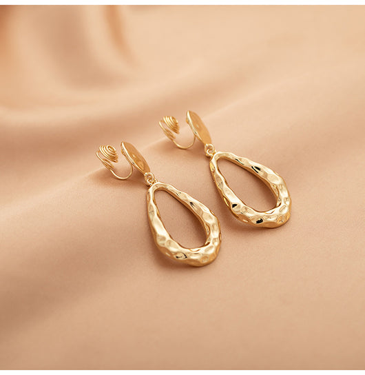 Aretes Colgante Gota de Agua Hueca Dorados Estilo Fashionable - Image 8