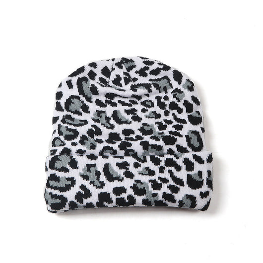 Gorro de Lana Tejido Estampado Leopardo Retro para Otoño e Invierno - Image 16