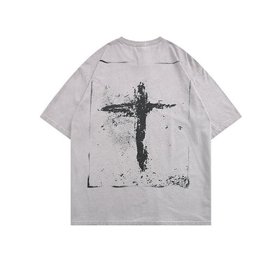 Camiseta Hip Hop Vintage Desgastada Lavada para Hombre - Image 4
