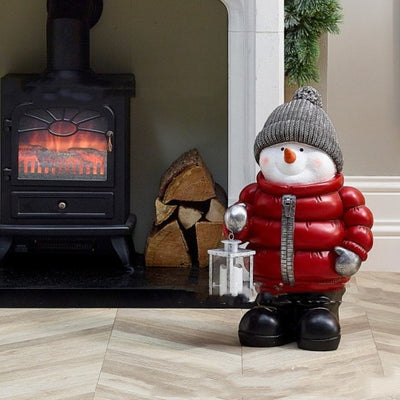Adornos Navideños Muñeco de Nieve con Chaqueta Roja Acolchada - Image 4