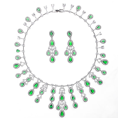 Conjunto de Collar y Aretes de Circón con Efecto Gota de Agua Iridiscente - Image 5