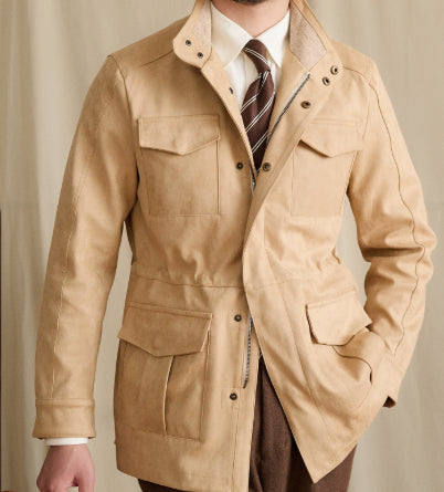Chaqueta Safari Cuello Alto en Ante Sintético con Cintura Entallada - Image 13