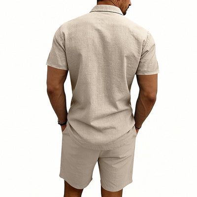 Conjunto de Shorts y Camiseta de Lino para Hombre - Ajuste Relajado - Image 17