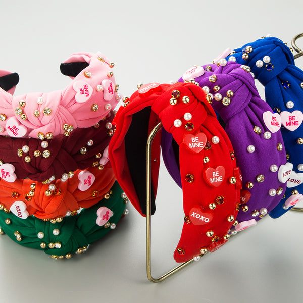 Diadema Anudada con Perlas y Strass — 7 Colores