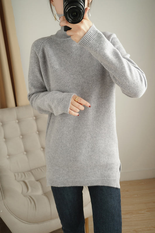Cardigan Corto de Cuello Alto en Jacquard Twill - Suéter Base Versátil - Image 10