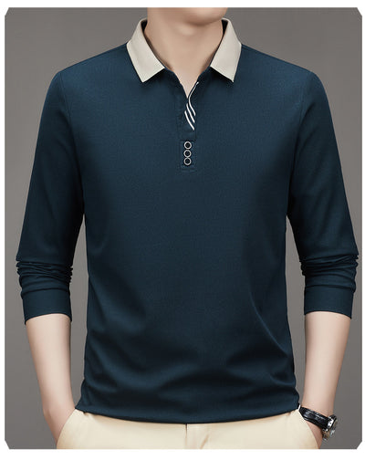 Polo Ejecutivo Otoño Hombre - Camisa Básica Cuello Solapa Color Sólido - Image 9