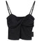 Blusa Cropped Plisada Negra Estilo Francés para Mujer