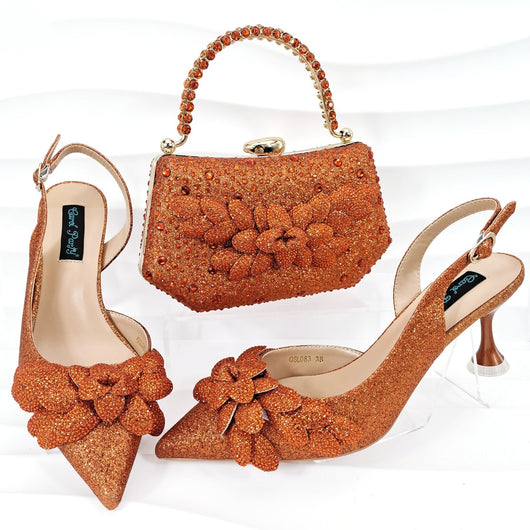 Juego de Zapatos y Bolso para Fiesta Mujer - Tacón Decorativo Hoja Artesanal - Image 22