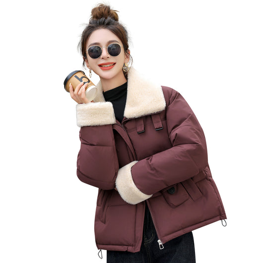 Abrigo de Lana Cordero Estilo Coreano con Solapa Grande - Image 5