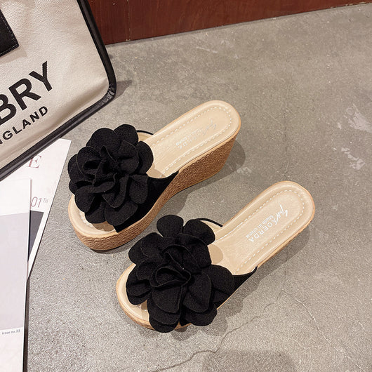 Sandalias Cuña Verano Plataforma Floral Punta Abierta para Mujer - Image 11