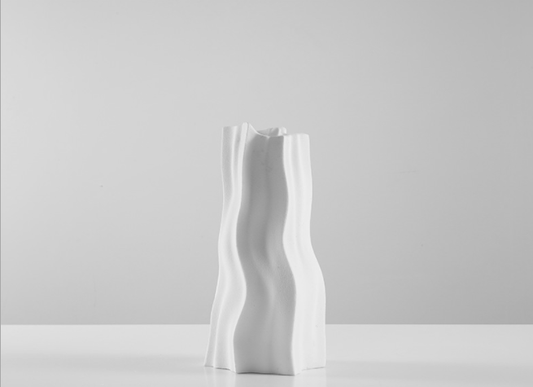 Jarrón Decorativo de Resina Blanca Minimalista para Flores Secas