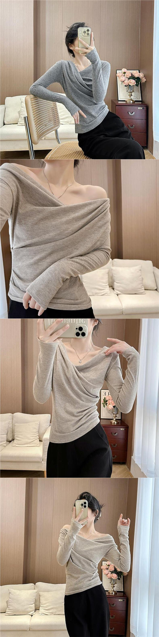 Blusa Térmica Asimétrica con Hombro Descubierto y Forro Polar - Image 10