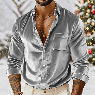 Camisa de Terciopelo Dorado con Botones para Hombre - Image 7