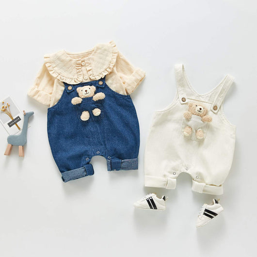 Pantalones de Bebé Unisex con Tirantes y Mangas Largas en Denim - Image 9