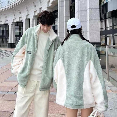 Abrigo de Polar Berber con Costuras Verde Menta para Hombre y Mujer - Image 4