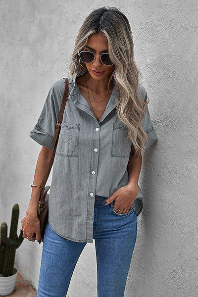 Camisa Casual de Solapa Lisa - Versátil y Minimalista - Image 18
