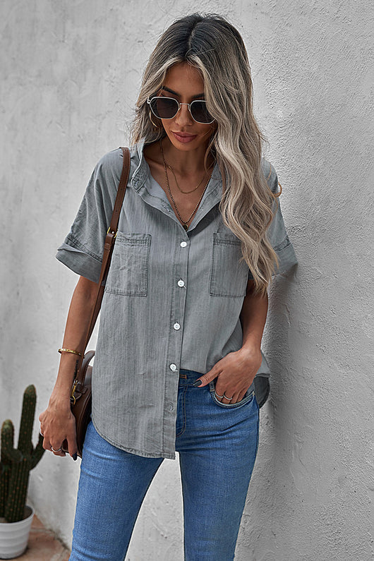 Camisa Casual de Solapa Lisa - Versátil y Minimalista - Image 18