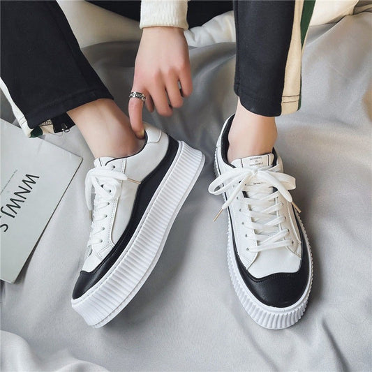 Zapatos Blancos Estilo Hong Kong con Plataforma Elevada para Hombre