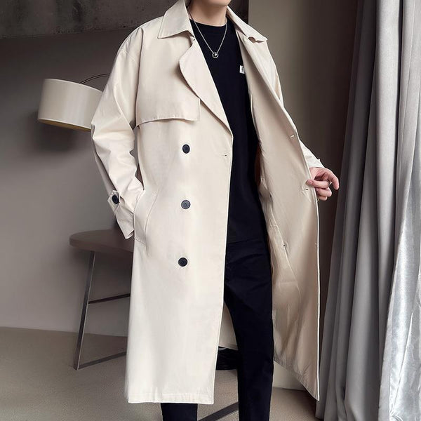 Abrigo Trench Coat Doble Botonadura Beige para Hombre