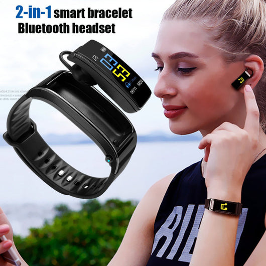 Pulsera Inteligente 2 en 1 con Auriculares Bluetooth y Monitor de Salud
