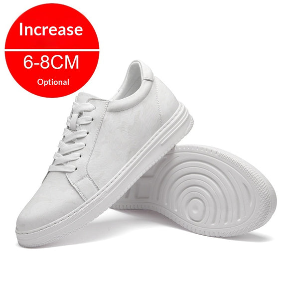Zapatillas Deportivas Blancas para Hombre con Suela Elevada y Altura Aumentada