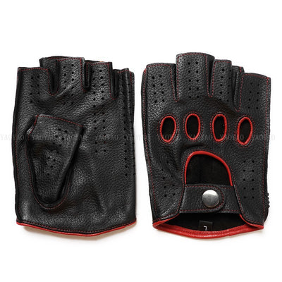 Guantes de Cuero Mitad Dedo para Motociclismo y Actividades al Aire Libre - Image 20