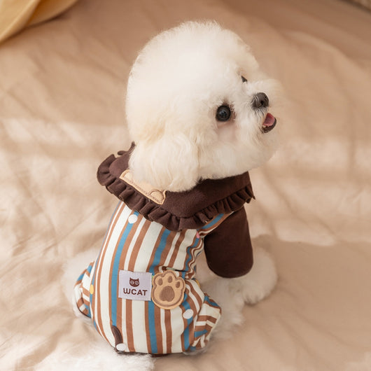 Pijama Enterizo para Perro Pequeño con Cuello Volante y Parche de Osito - Image 4