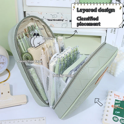 Estuche Escolar Tejido con Diseño Cuadros Diamante - Gran Capacidad - Image 4