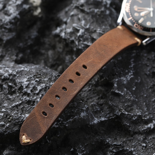 Correa de Reloj Cuero Genuino Gris Marrón Envejecido Artesanal - Image 12