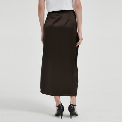 Falda Plisada con Abertura Cintura Alta en Acetato Satinado - Diseño Fluido para Verano - Image 4