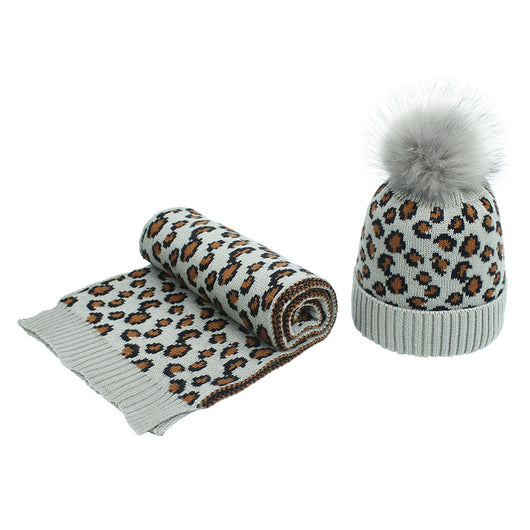 Conjunto de Gorro y Bufanda Estampado Leopardo para Otoño e Invierno - Image 15