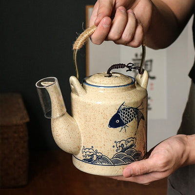 Juego de Té Retro Cerámica Grande - Tetera Clásica