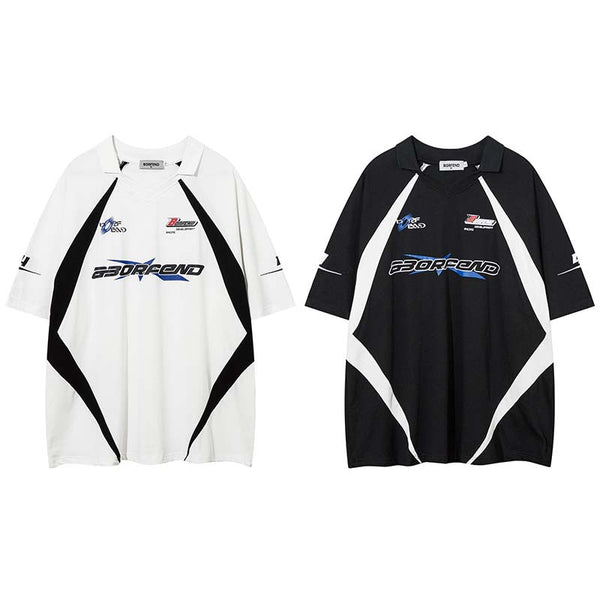 Playera Deportiva Retro con Parches de Contraste para Hombre