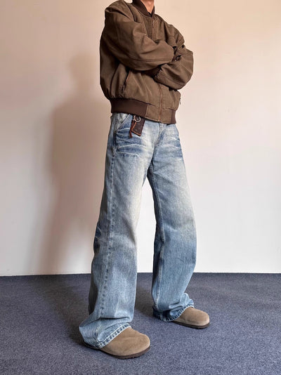Pantalones Hombre Estilo Retro Desgastado con Rayas de Rayo y Textura de Bambú - Image 9