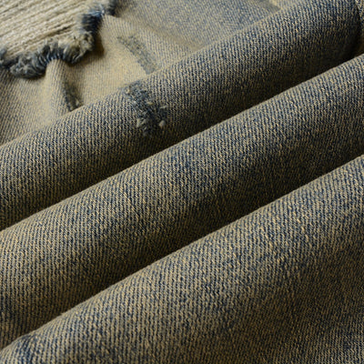 Jeans Slim Fit Desgastados con Bordado de Serpiente de Tres Cabezas y Parches de Cuero - Image 9