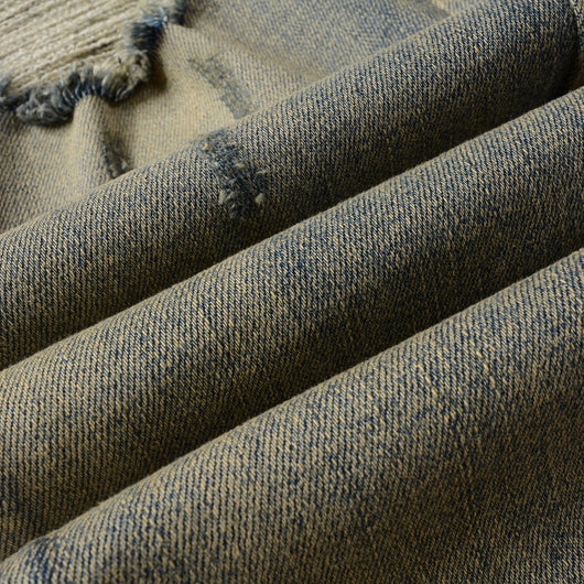 Jeans Slim Fit Desgastados con Bordado de Serpiente de Tres Cabezas y Parches de Cuero - Image 9