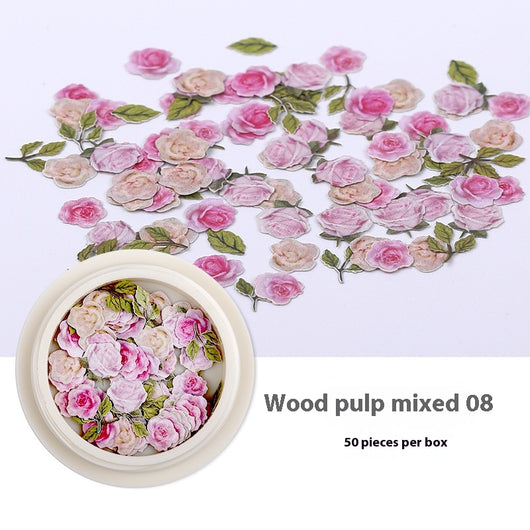 Stickers de Uñas con Flores de Pulpa de Madera - Accesorios DIY para Nail Art - Image 13