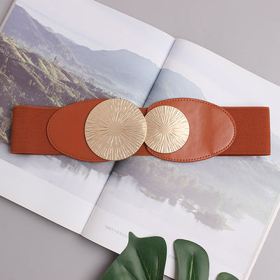 Cinturón Elástico Ancho Rojo para Mujer - Accesorio Versátil para Vestidos y Faldas - Image 3