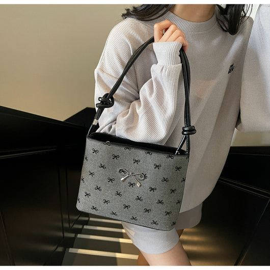 Bolsa Crossbody de Lona con Lunares y Moño Fashion - Image 26