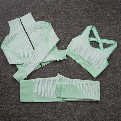 Conjunto Deportivo de 3 Piezas Yoga Fitness con Tela Elástica - Image 22