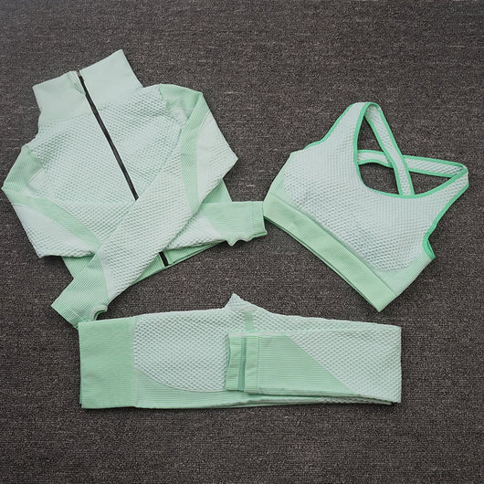 Conjunto Deportivo de 3 Piezas Yoga Fitness con Tela Elástica - Image 22