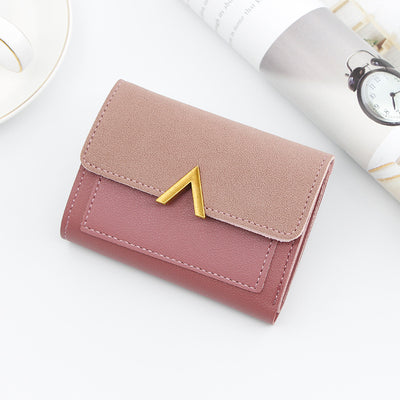 Billetera Corta Dorada V para Mujer - Diseño Bronze Gold Elegante