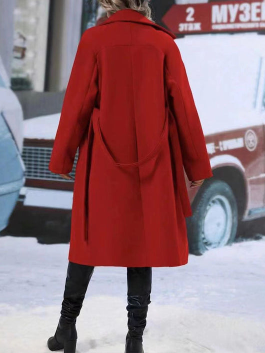 Abrigo Trench Largo Doble Botonadura con Cinturón - Elegancia Invernal para Mujer - Image 9