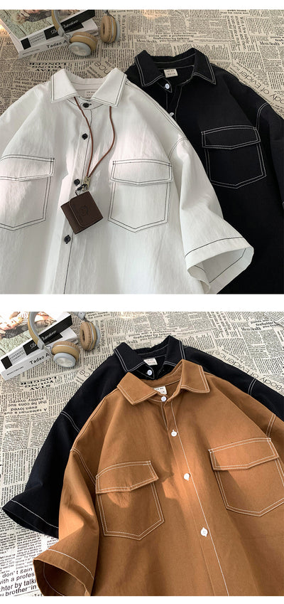 Camisa Retro de Manga Corta para Hombre - Estilo Casual - Image 15