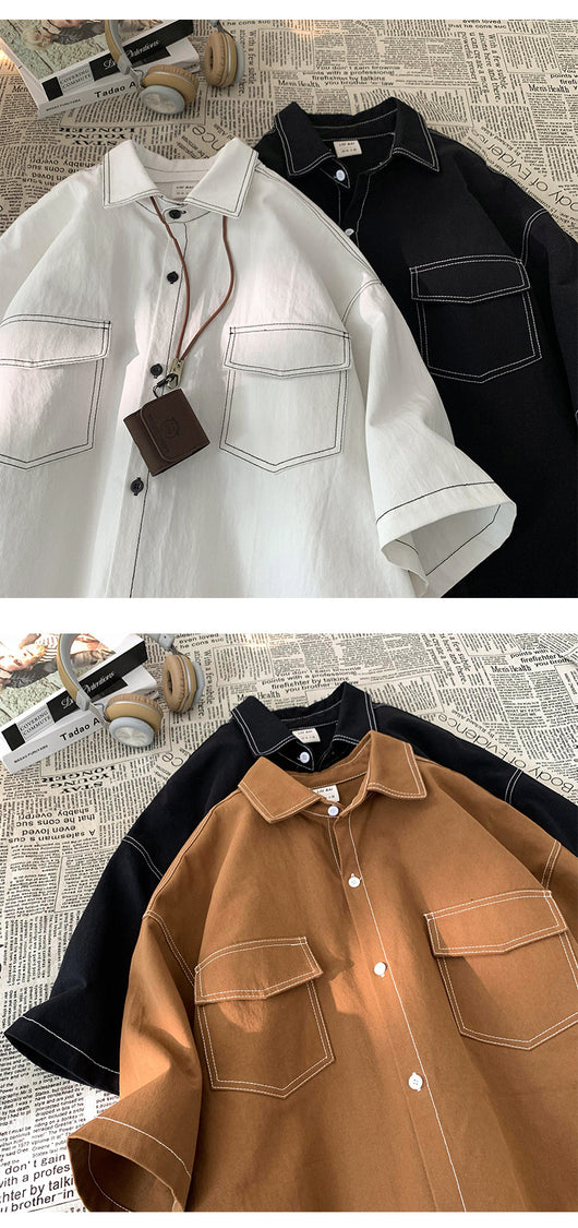 Camisa Retro de Manga Corta para Hombre - Estilo Casual - Image 15