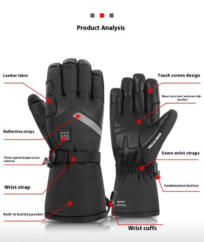 Guantes Térmicos Eléctricos de Piel de Oveja con Pantalla Táctil para Motocicleta - Image 24