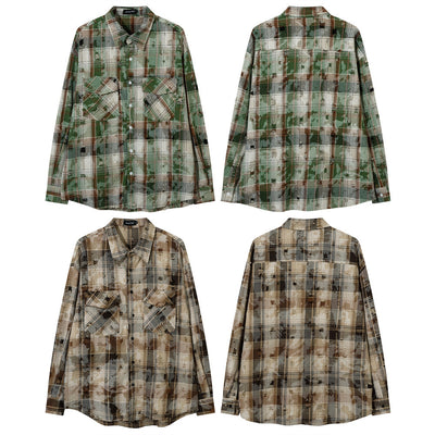 Camisa a Cuadros Suelta de Manga Larga para Hombre - Image 22