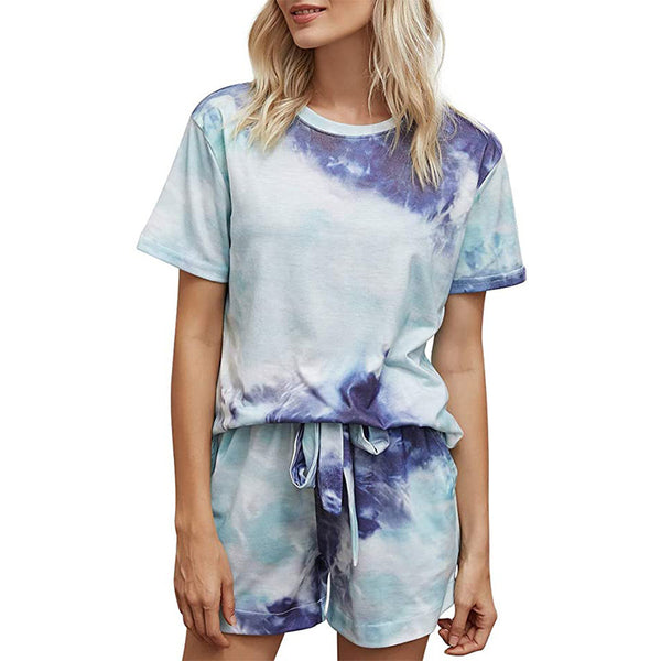 Pijama Tie Dye Estilo Europeo Manga Corta para Casa - Image 10
