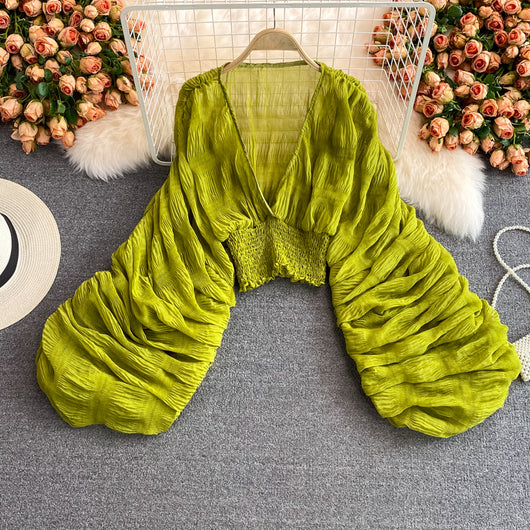 Blusa Elegante Escote V Profundo con Mangas Farol - Estilo Occidental - Image 13