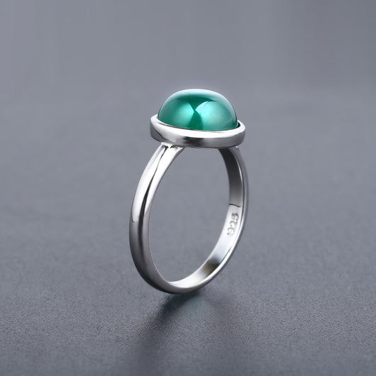 Anillo de Ágata Verde Natural - Diseño Minimalista para Mujer - Image 2